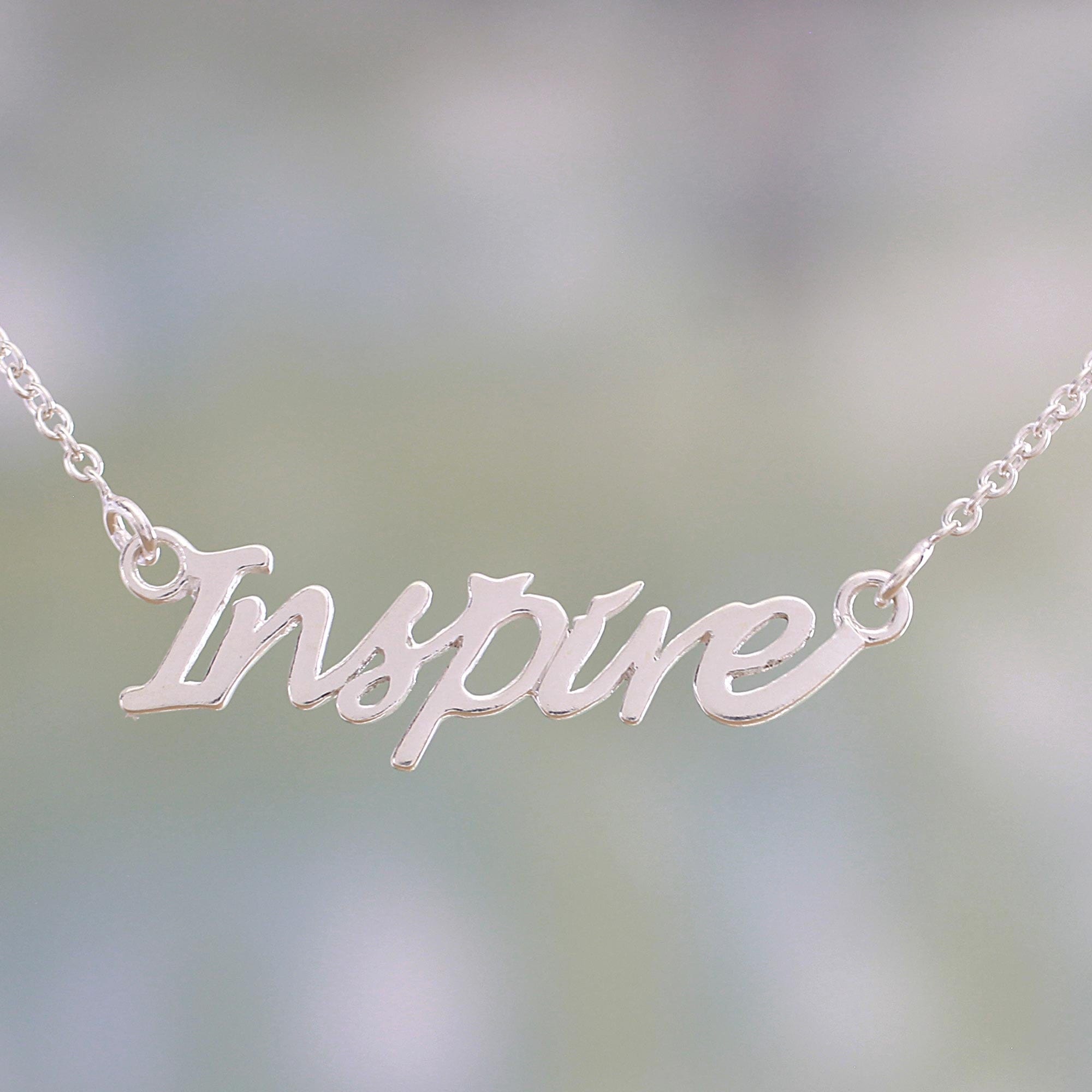 Sterling Silver Pendant Necklace with Inspire Charm - Dare to Inspire