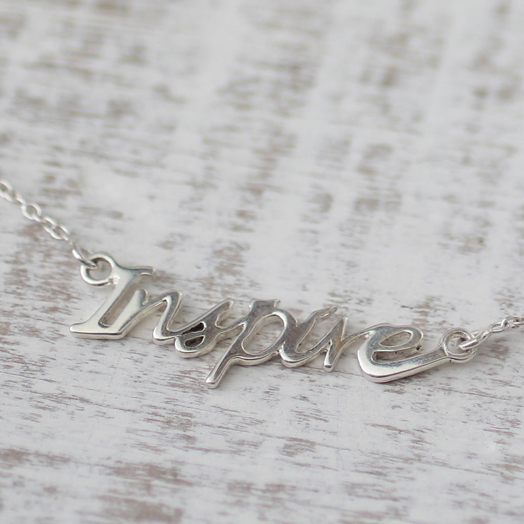 Sterling Silver Pendant Necklace with Inspire Charm - Dare to Inspire