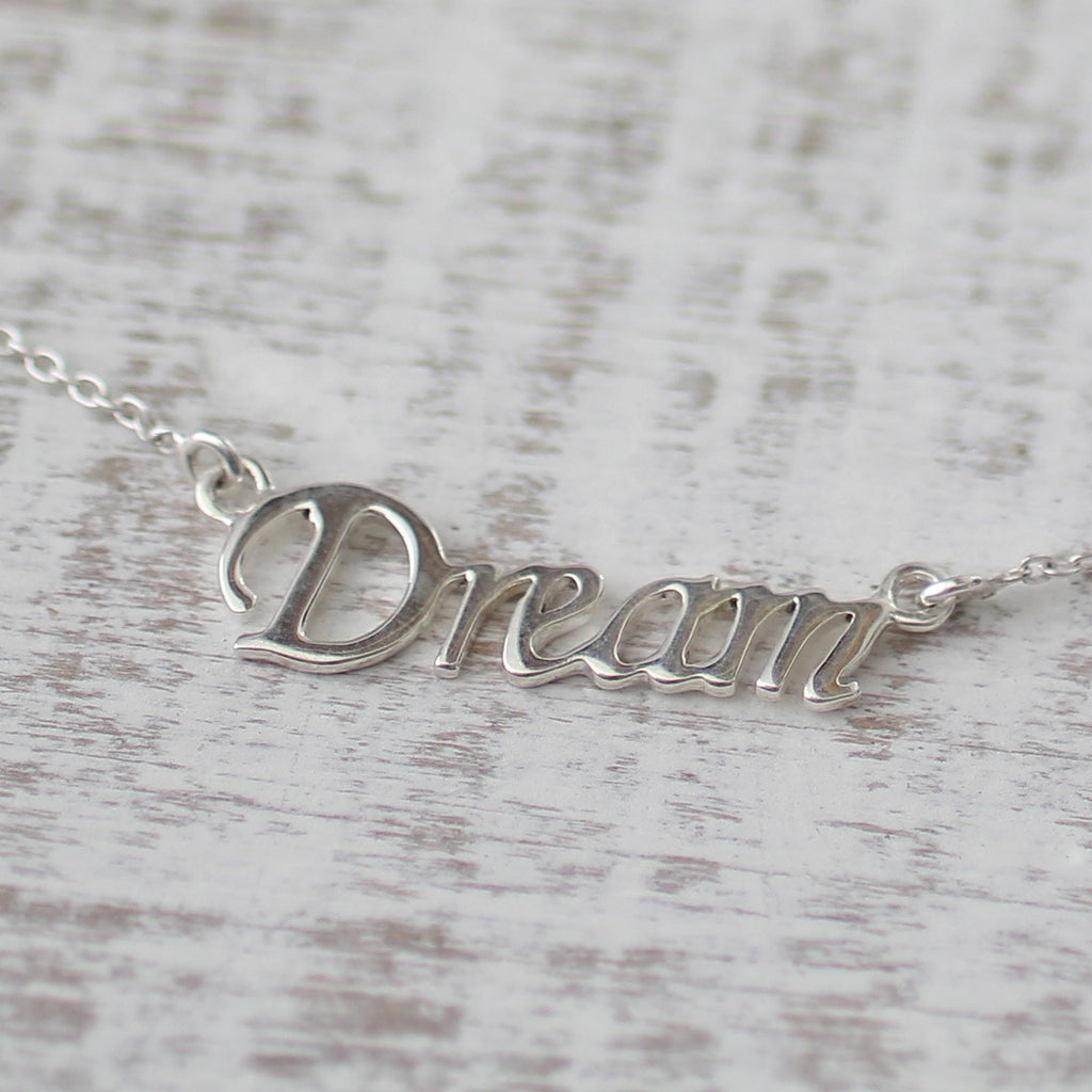 Handcrafted Inspirational Sterling Silver Pendant Necklace - Live Your Dream