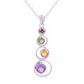 Handmade Multi-Gemstone Pendant Necklace - Rainbow Palette