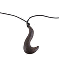 Hand Carved Ebony Wood Hook Pendant Necklace - Hook