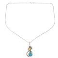 Citrine and Composite Turquoise Teardrop Pendant Necklace - Two Teardrops