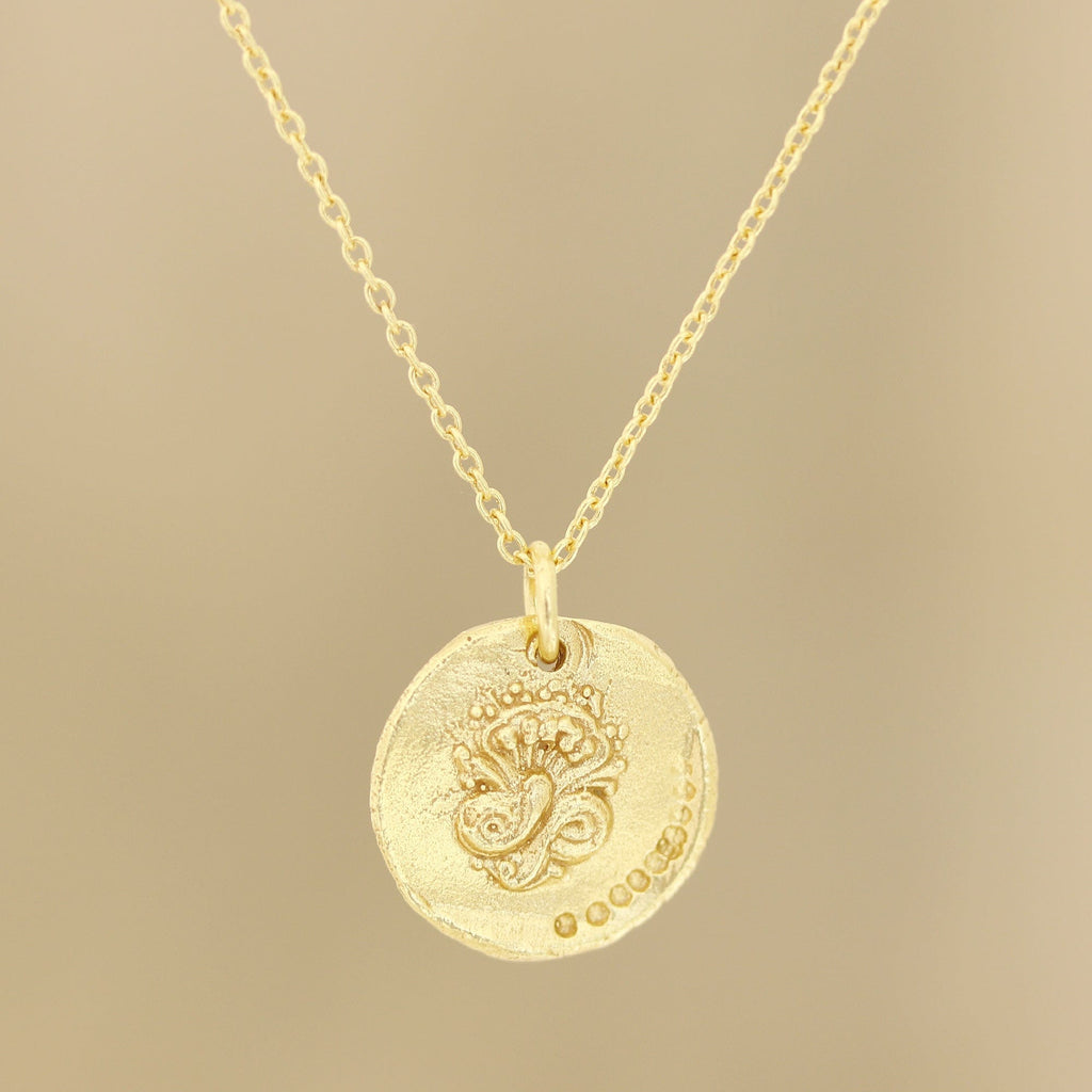 French Medallion Gold Plated Silver Pendant Necklace - French Glory
