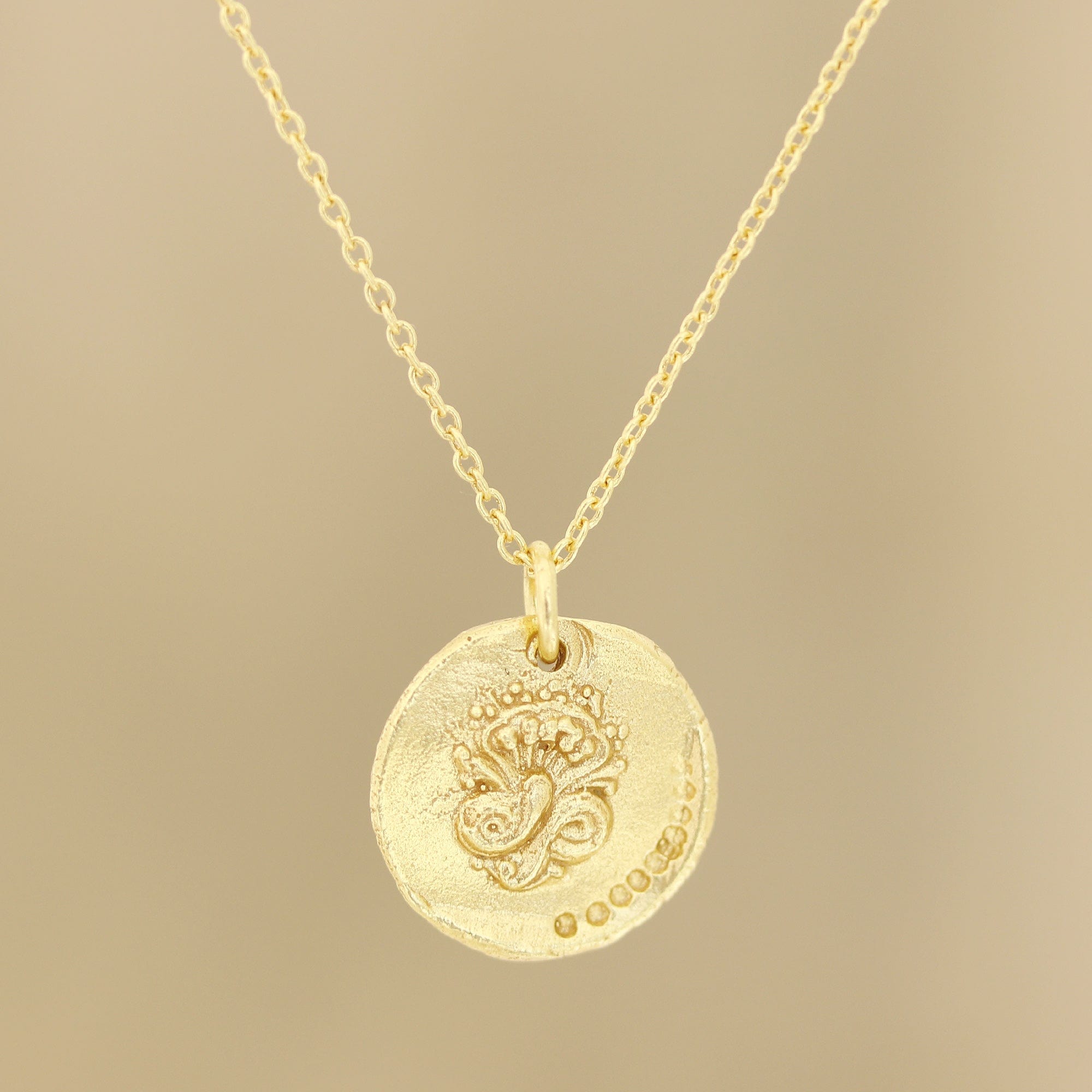 French Medallion Gold Plated Silver Pendant Necklace - French Glory