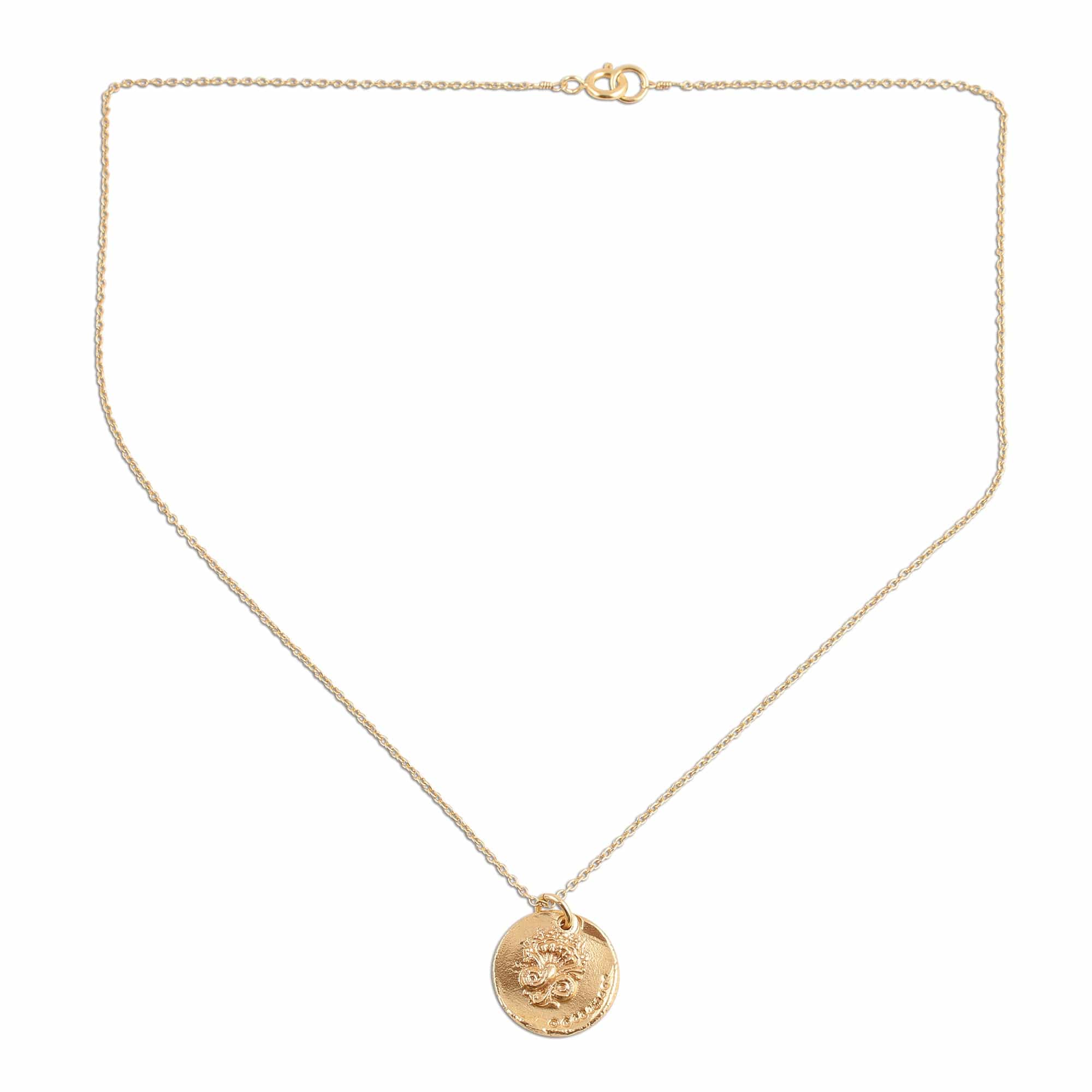 French Medallion Gold Plated Silver Pendant Necklace - French Glory