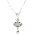Chalcedony and Blue Topaz Sterling Silver Pendant Necklace - Blue Fusion