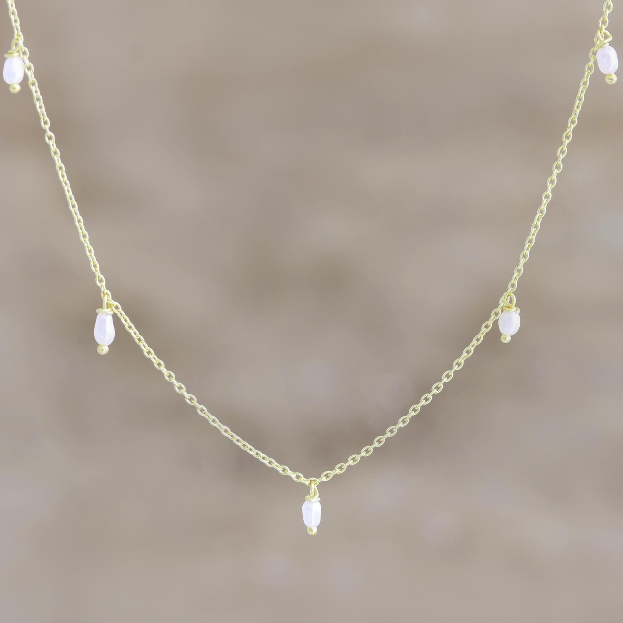 Gold-Plated Sterling Silver Cultured Pearl Necklace - Mermaid's Delight