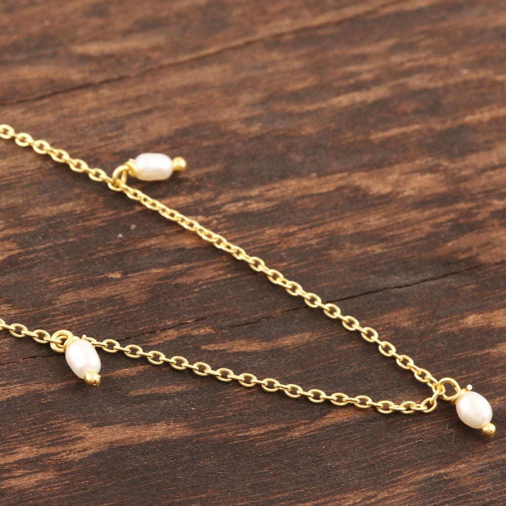 Gold-Plated Sterling Silver Cultured Pearl Necklace - Mermaid's Delight