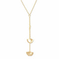 Y-Necklace with Leaf Motif Pendants - Delicate Ginkgo