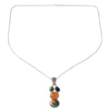Polished Sterling Silver Pendant Necklace with Multiple Gems - Celestial Treasures